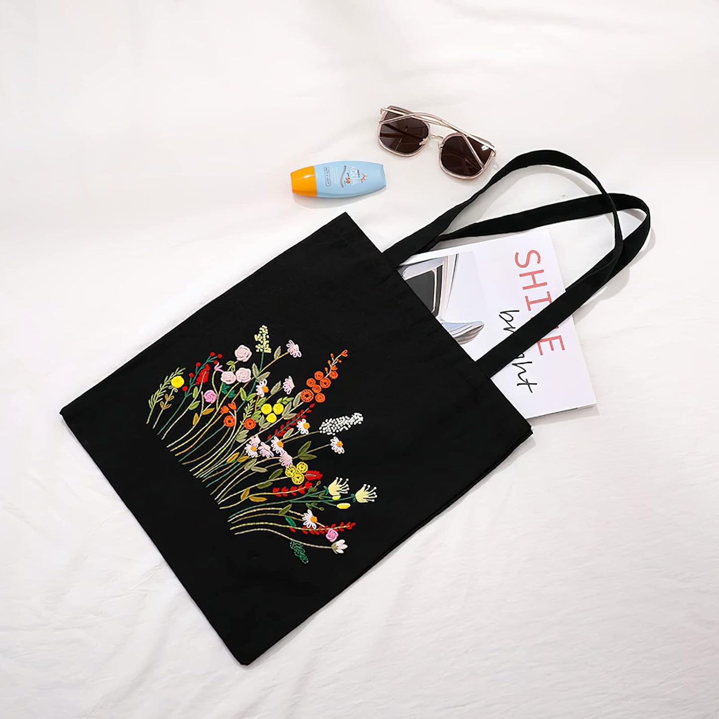 Wild Garden Embroidered Canvas Bag: Embroider Your Unique Style
