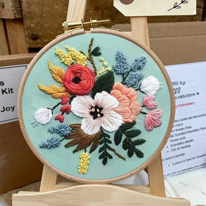 Rubbyoo Embroidery Kit- Modern Flower Design | Diy Craft Kits,Hand Stitch,For Craft Lover