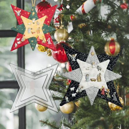 New Christmas Patchwork Star Template Set With Free Nativity Buttons