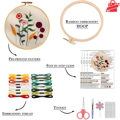Botanical Blossoms Embroidery Kit: Craft Your Floral Masterpiece