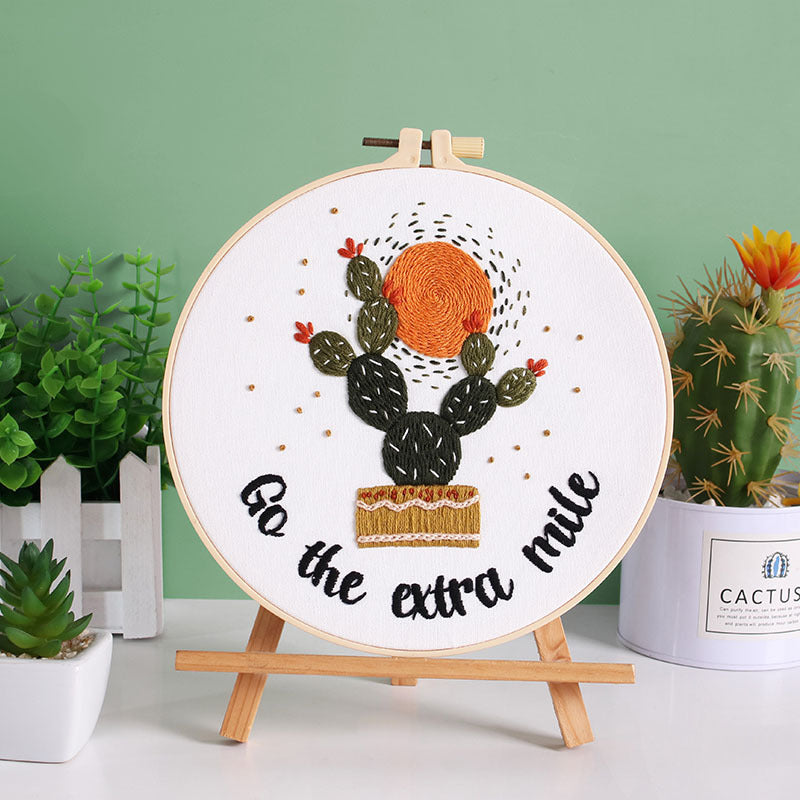Vibrant Cactus Quote - Themed DIY Embroidery Kits