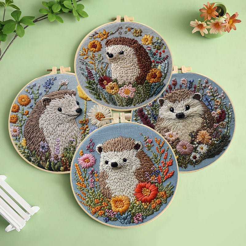 Hedgehog And Wildflower Embroidery Kit