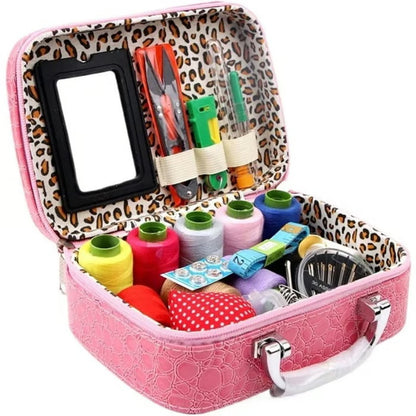 Portable Sewing Kit in Faux Leather Case