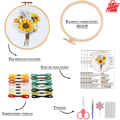 Sunflowers Embroidery Kit for Beginner