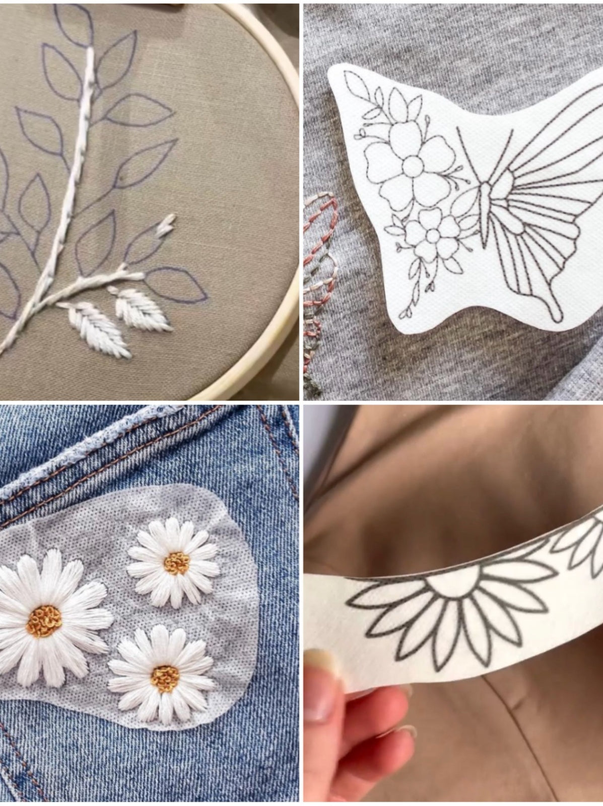 DIY Water-Soluble Printed Fly Set Embroidery
