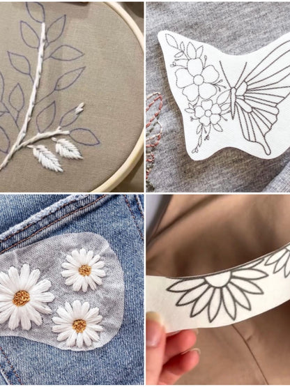 DIY Water-Soluble Printed Fly Set Embroidery