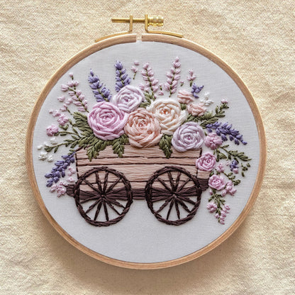 Rubbyoo Embroidery Kit -Floral Wagon | DIY Craft Kits Cozy Crafts
