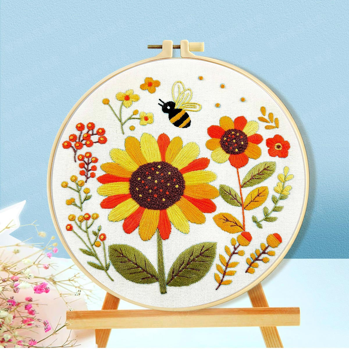 Sunflower And Bee Embroidery Kit