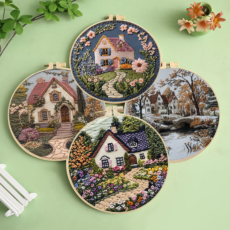 Storybook Cottage Bouquet Embroidery Kit