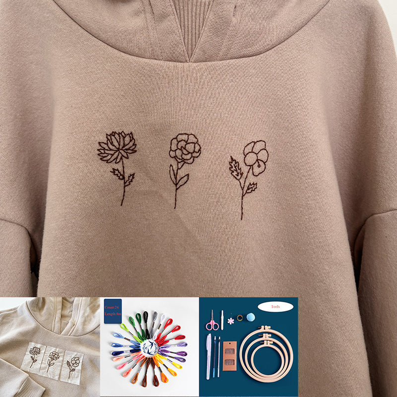 Stick Stitch Water-Soluble Embroidery Flower Collection: Stitch, Create, and Personalize 3 Flower Set