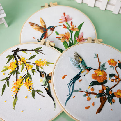 Hummingbird & Blossom  - Themed DIY Embroidery Kits