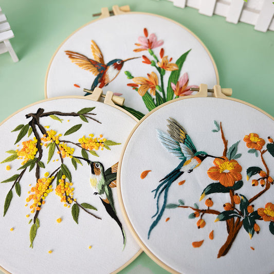 Hummingbird & Blossom  - Themed DIY Embroidery Kits