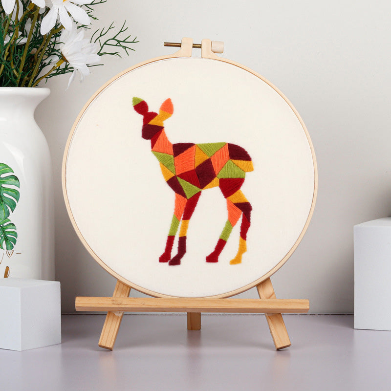 Geometric Animal Embroidery Kit: Craft Your Modern-Inspired Masterpiece