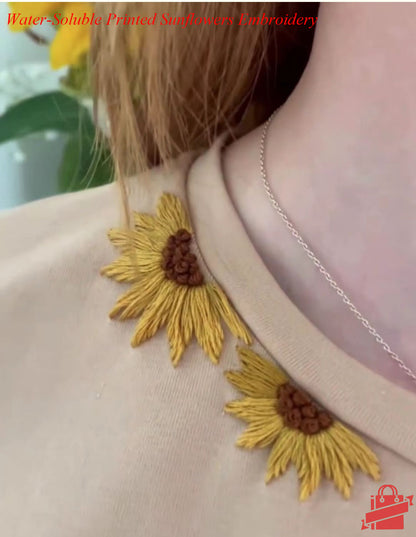 DIY Water-Soluble Printed Sunflowers Embroidery